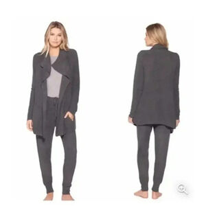 Barefoot Dreams Cozy Chic Lite Coastal Cardi Draped Open Front Beige Size Medium